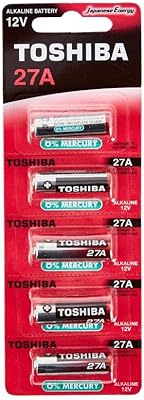 Piles alcalines toshiba (27ah/12v, paquet de 5)