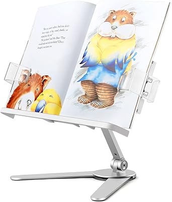 Support de livre réglable en aluminium obergo ap-7vb - argent