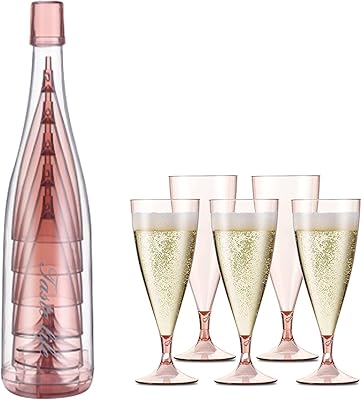 Verres en plastique et verres à champagne, verres muraux portables réutilisables avec bouteille