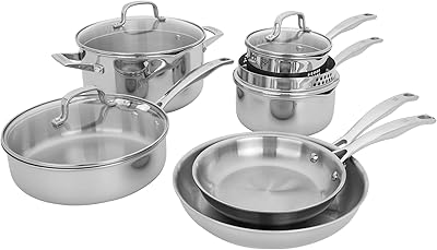 Batterie de cuisine henkels clad h3, 10 pièces, acier inoxydable