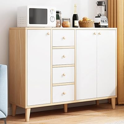 Hacosme armoire d'appoint vitrine de cuisine avec tiroirs et portes pratique convient