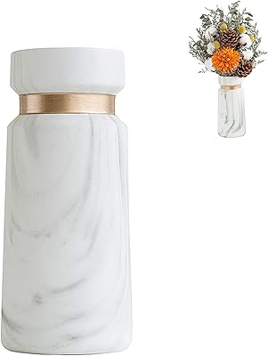 Vase à fleurs en porcelaine à motif marbre blanc pour la décoration