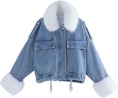 Manteau d'hiver décontracté ymikya pour femme, veste en jean en velours, grand col