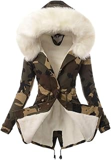 Veste d'hiver pour femme, manteau d'hiver long et chaud avec col en fourrure