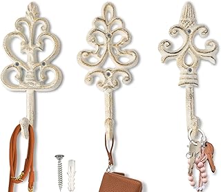 Crochets muraux décoratifs en fonte shabby chic design rustique antique
