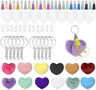 Ensemble de porte-clés vierges en acrylique goodrun avec pompons, comprenant un mini porte-clés