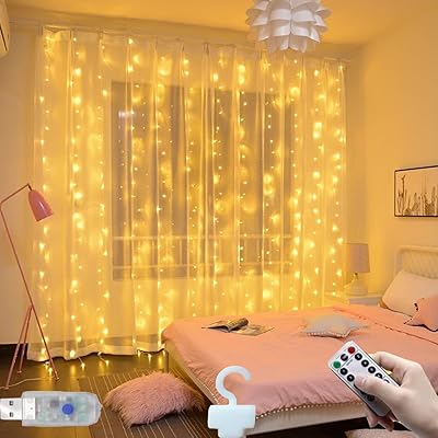 Rideau lumineux nikomi 300 led pour chambre à coucher lumières de fond féeriques