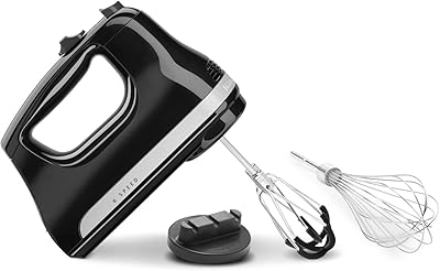 Mélangeur à main kitchenaid 5khm6118bob, 6 vitesses avec batteurs flex edge - onyx