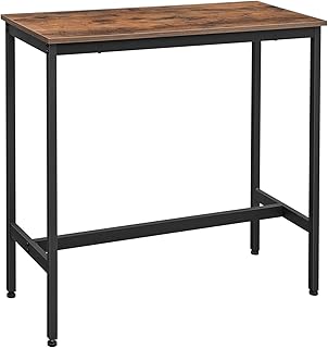 Table à manger longue vasagile, table de cuisine rectangulaire fine, structure en métal