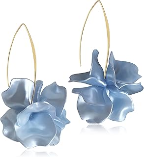 D.ross boucles d'oreilles pendantes en résine avec pétales de rose