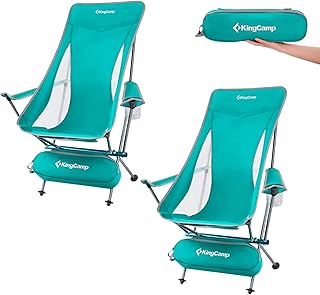 Chaises de camping pliantes ultralégères à dossier haut kingcamp pour adultes avec accoudoir