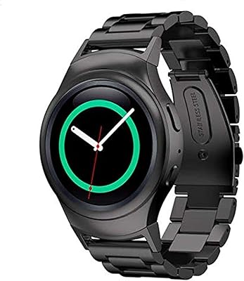 Bracelet en acier inoxydable et lien noir pour samsung gear s2 rm-720