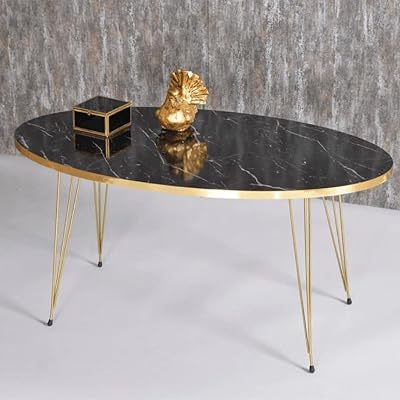 Table centrale en bois monobloc pour salon assemblage simple (couleur marbre) et centre