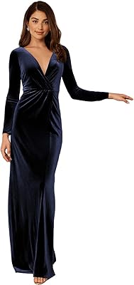 Robes de soirée en velours pour femmes manches longues dos ouvert