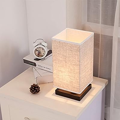 Abat-jour en lin rétro beige lampe de table de chevet veilleuse moderne