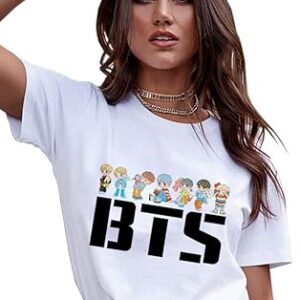 Kawaii clothing t-shirt d'été blanc à manches courtes pour femme, blanc, rose. Redéfinissez vos attentes shopping avec Diaytar