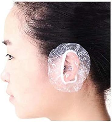 100 pièces jetables écologiques en plastique transparent souple cache-oreilles étanche couverture d'oreille élastique