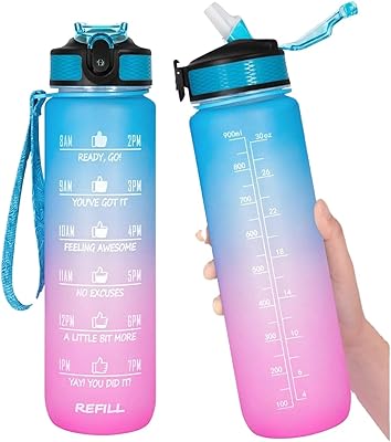 Bouteille d'eau 1 l avec paille et passoire sans bpa pour salle