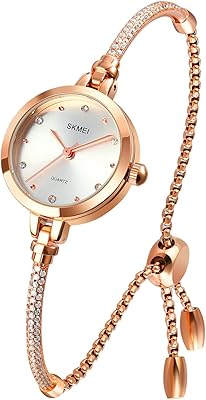 Montre pour femme avec petit bracelet en diamant, couleur or rose, mode luxe