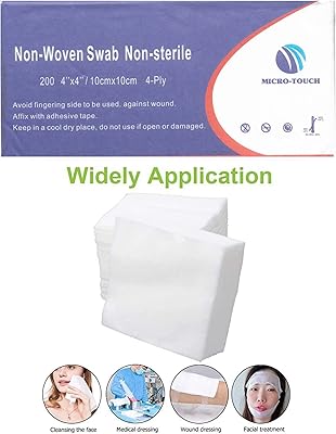 Tampons de gaze stériles non tissés micro touch - 10 cm x 10