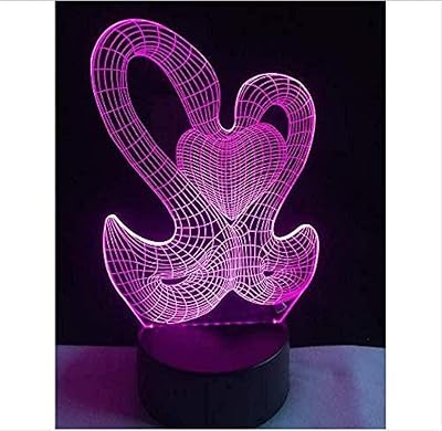 Veilleuse led 3d double cygne en forme de cœur d'amour décoration de la maison