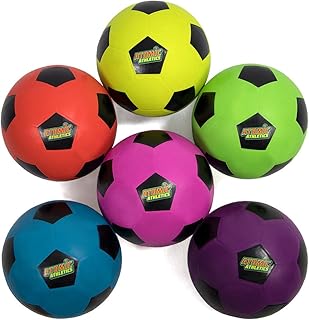 Atomic athletics lot de 6 ballons de football en caoutchouc fluo pour terrain