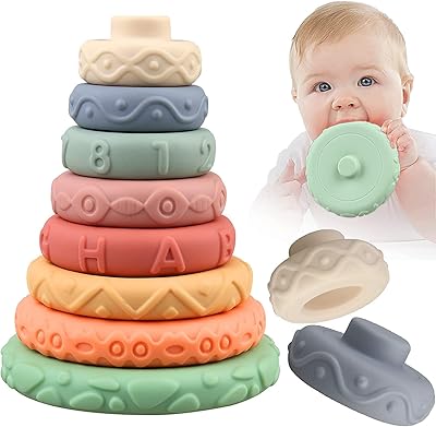 Jouets à anneaux empilables imbriqués, jouets de tour empilables 8 pièces, jouet à