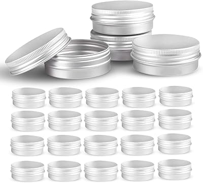 Récipient de stockage rond en aluminium de 24 pièces avec couvercles à vis