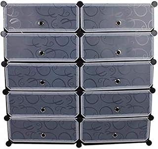 Armoire à chaussures 10 cubes en plastique (noir)