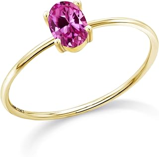Bague de fiançailles ovale en or jaune 10 carats avec saphir rose créé