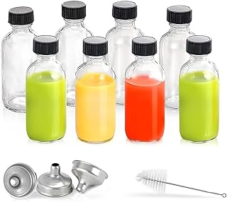Paquet de 6 mini bouteilles transparentes de 2 oz, bouteilles d'échantillon rondes boston