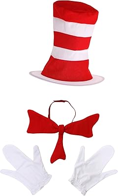 Ensemble d'accessoires de costume dr. seuss cat in the hat pour adultes, rouge