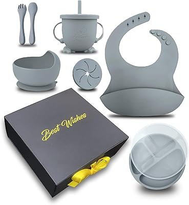 Ensemble de nourriture pour bébé en silicone dans une boîte cadeau