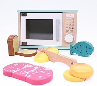 Ensemble de jouets à micro-ondes en bois anada pour enfants four avec nourriture