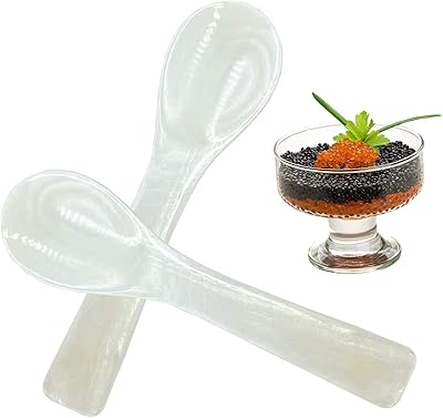 Ensemble de 2 cuillères à caviar cuillère caviar en nacre blanche avec manche