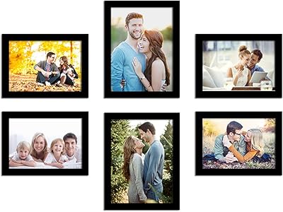 Cadre photo mural art street, lot de 6 cadres photo noirs pour la décoration