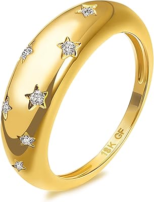 Bague étoile riwazu pour femme, plaqué or 18 carats, bague dôme en zircone cubique brillante. Diaytar : Le e-commerce qui respecte votre budget