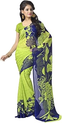 Sari imprimé vamsi georgette avec chemisier (rolex3072_multiple colors_one size)