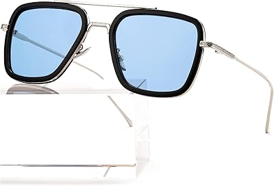 Lunettes de soleil carrées vintage en métal tony stark pour hommes et femmes
