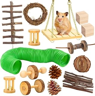 Newstyle 15 pièces ensemble de jouets à mâcher pour hamster, tunnel amusant pour hamster, jouets d'activité en bois de pommier, accessoires pour hamster, jouets pour cochons d'inde, lapins, chinchillas, rongeurs et rats (ensemble de jouets 15 pièces). Révolutionnez votre façon d'acheter avec Diaytar