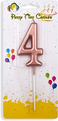 Party time - bougies d'anniversaire en or rose #4, bougies numérotées mates, décorations