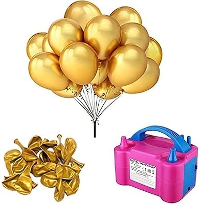 100 ballons dorés, avec kit combiné de pompe à ballon électrique, hélium perlé