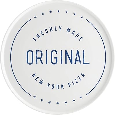 Assiette à pizza typhoon new york de world foods, taille 31 cm, blanc/bleu