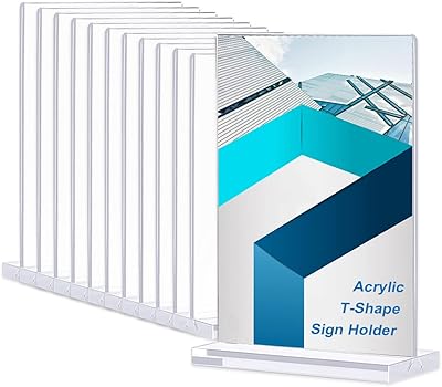 Paquet de 12 supports d'affichage de bureau en forme de t en acrylique