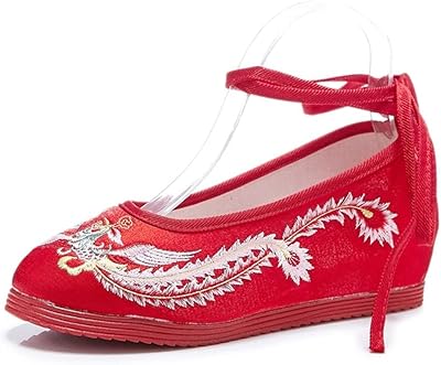 Chaussures compensées cheongsam brodées à talons cachés mariage traditionnel chinois hanfu pour femmes