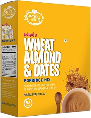 Mélange de bouillie de blé entier, d'amandes et de dattes early foods 200g