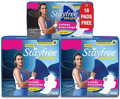 Serviettes hygiéniques xl douces pour femmes stay free secure cotton (98 lingettes), pack