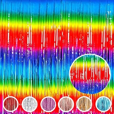 Rideau à franges en aluminium arc-en-ciel, toile de fond de 1 x 2