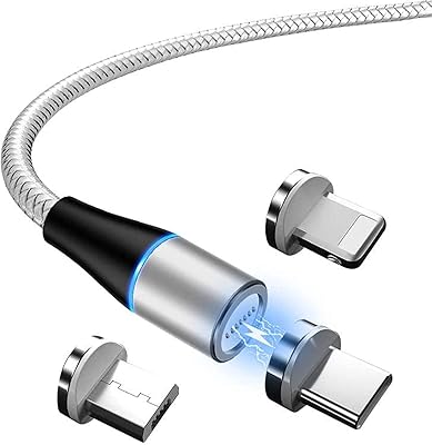 Câble de charge magnétique 3 en 1 rapide 3a compatible avec micro