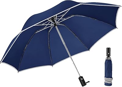 Parapluie pliant inversé mingshin avec bande réfléchissante de nuit ouverture automatique 8 baleines